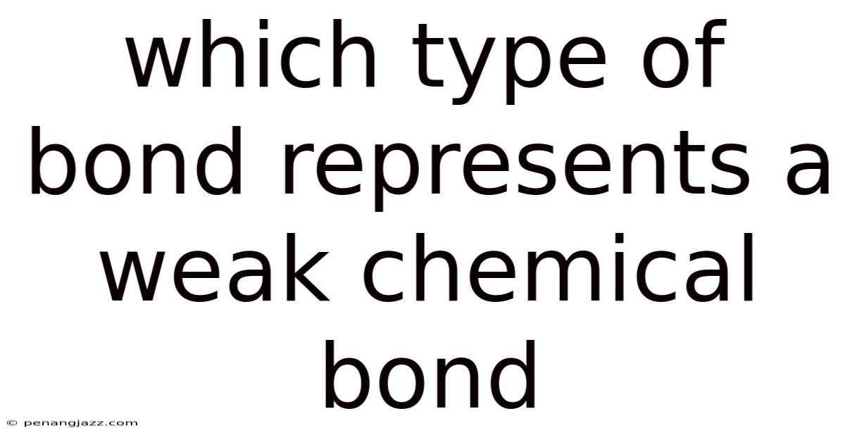 Which Type Of Bond Represents A Weak Chemical Bond