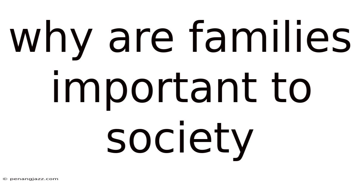 Why Are Families Important To Society