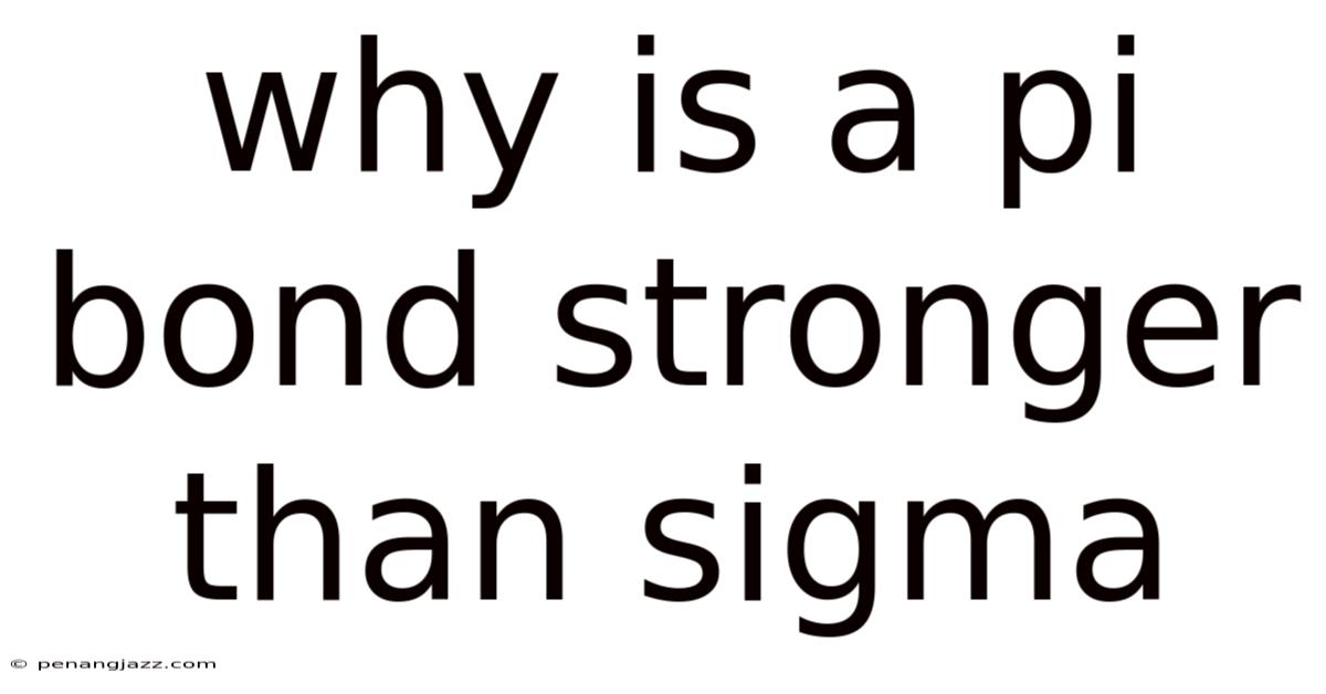 Why Is A Pi Bond Stronger Than Sigma