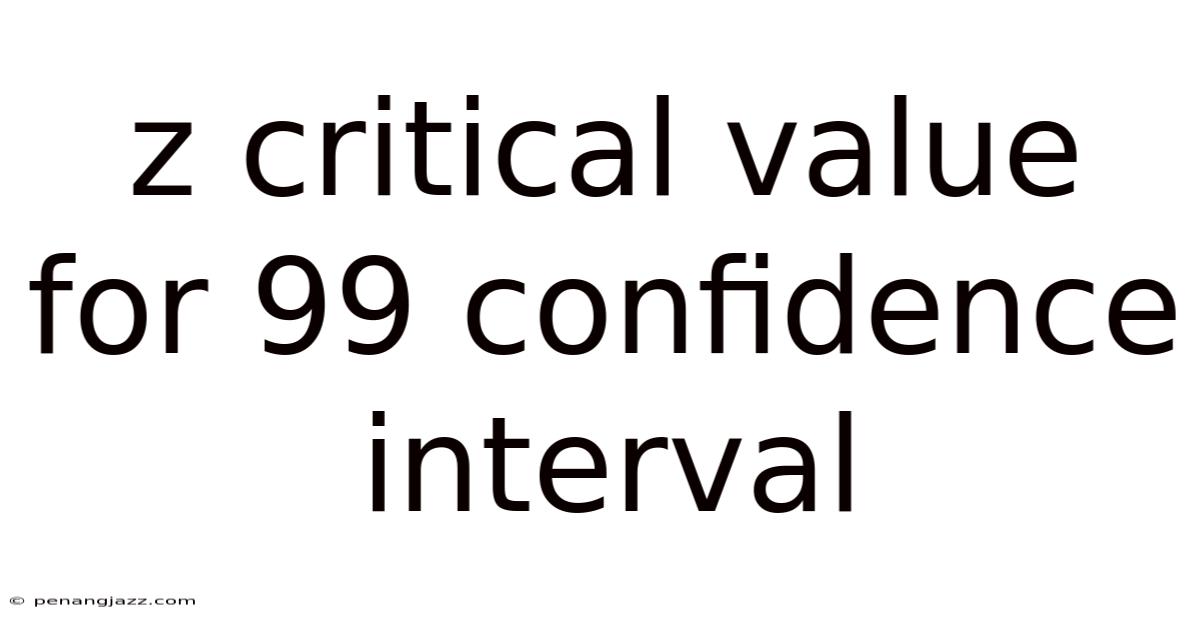 Z Critical Value For 99 Confidence Interval
