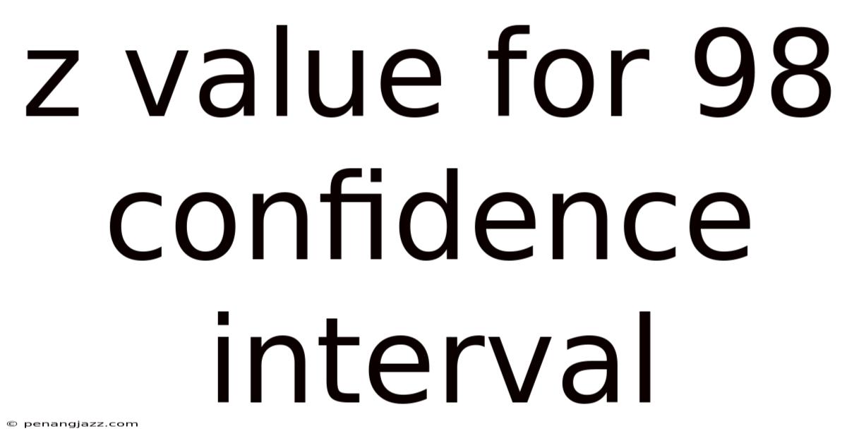 Z Value For 98 Confidence Interval
