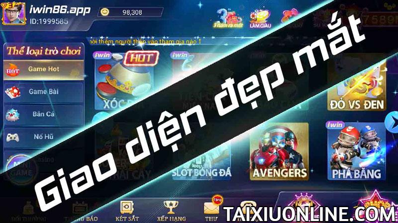 Giao diện Iwin đẹp mắt